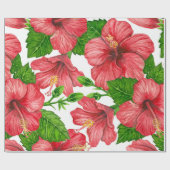 Wasserfarbmuster des roten Hibiskus Geschenkpapier (Flach)