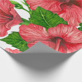 Wasserfarbmuster des roten Hibiskus Geschenkpapier (Ecke)