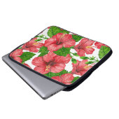 Wasserfarbmuster des roten Hibiskus Laptopschutzhülle (Vorne Knopf)