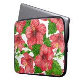 Wasserfarbmuster des roten Hibiskus Laptopschutzhülle (Vorderseite Links)