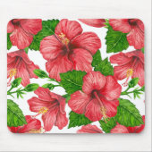 Wasserfarbmuster des roten Hibiskus Mousepad (Vorne)