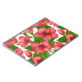 Wasserfarbmuster des roten Hibiskus Notizblock (Linke Seite)