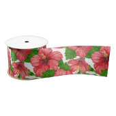 Wasserfarbmuster des roten Hibiskus Satinband (Spule)
