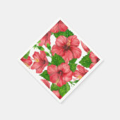 Wasserfarbmuster des roten Hibiskus Serviette (Ecke)