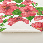 Wasserfarbmuster des roten Hibiskus Sherpadecke (3/4)