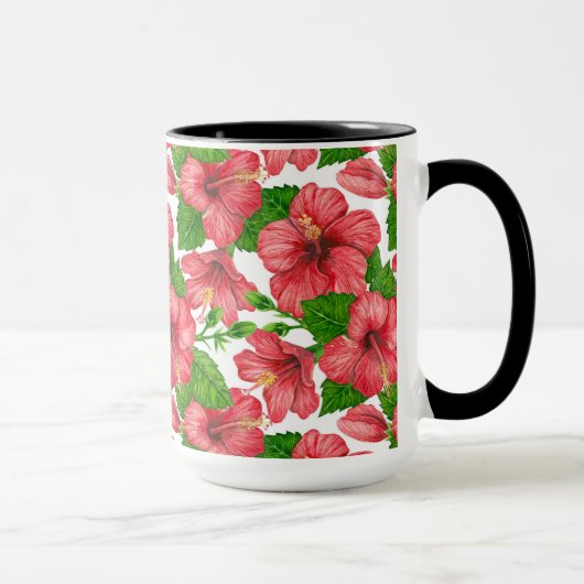 Wasserfarbmuster des roten Hibiskus Tasse (Rechts)