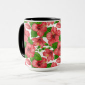 Wasserfarbmuster des roten Hibiskus Tasse (Vorderseite Links)