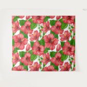 Wasserfarbmuster des roten Hibiskus Wandteppich (Vorderseite (Horizontal))