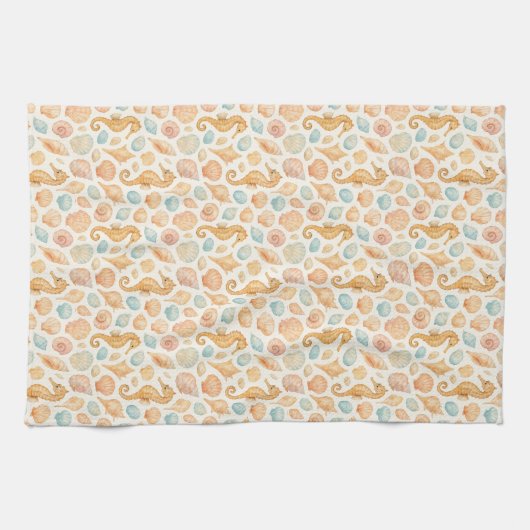 Wasserfarbmuster für Maschell und Seepferd Geschirrtuch (Horizontal)