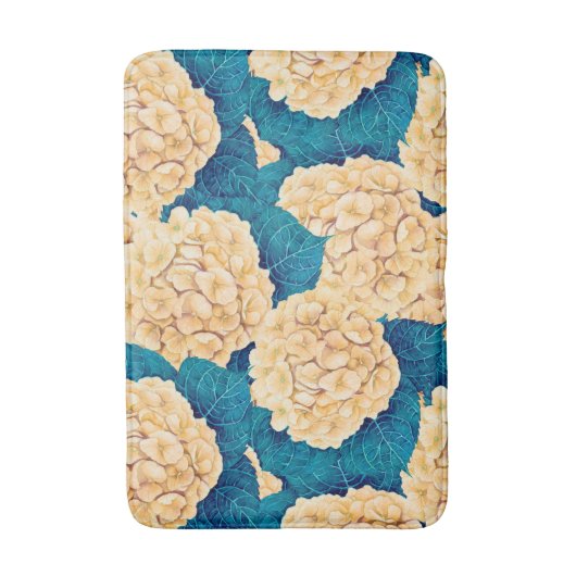 Wasserfarbmuster Hydrangea, gelb und blau Badematte (Vorderseite Vertikal)