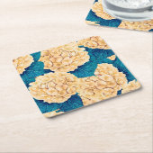 Wasserfarbmuster Hydrangea, gelb und blau Rechteckiger Pappuntersetzer (angewinkelt)