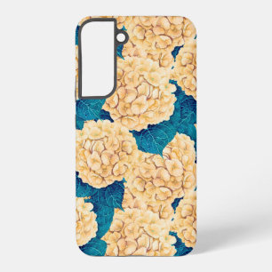 Wasserfarbmuster Hydrangea, gelb und blau Samsung Galaxy Hülle