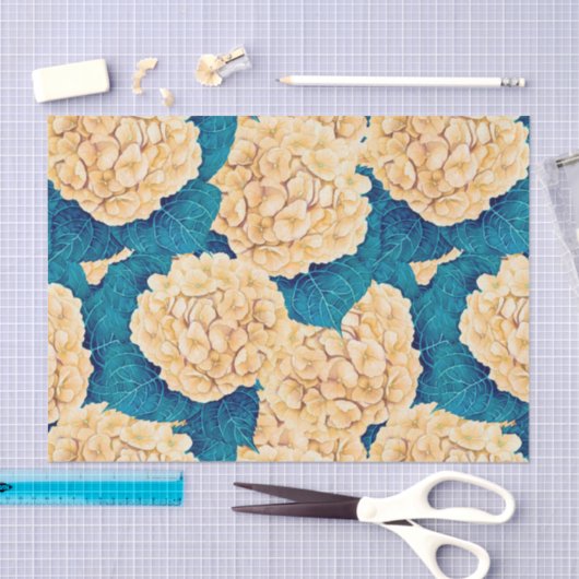 Wasserfarbmuster Hydrangea, gelb und blau Seidenpapier (Handwerk)