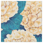 Wasserfarbmuster Hydrangea, gelb und blau Stoff (Nahaufnahme)