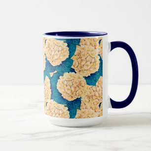 Wasserfarbmuster Hydrangea, gelb und blau Tasse