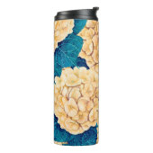 Wasserfarbmuster Hydrangea, gelb und blau Thermosbecher (Nach links gedreht)