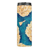Wasserfarbmuster Hydrangea, gelb und blau Thermosbecher (Rückseite)