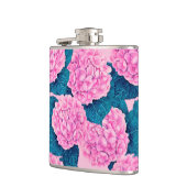 Wasserfarbmuster Hydrangea, rosa und blau Flachmann (Links)