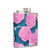 Wasserfarbmuster Hydrangea, rosa und blau Flachmann (Rechts)