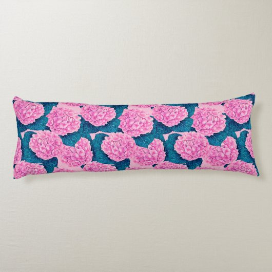 Wasserfarbmuster Hydrangea, rosa und blau Seitenschläferkissen (Rückseite)