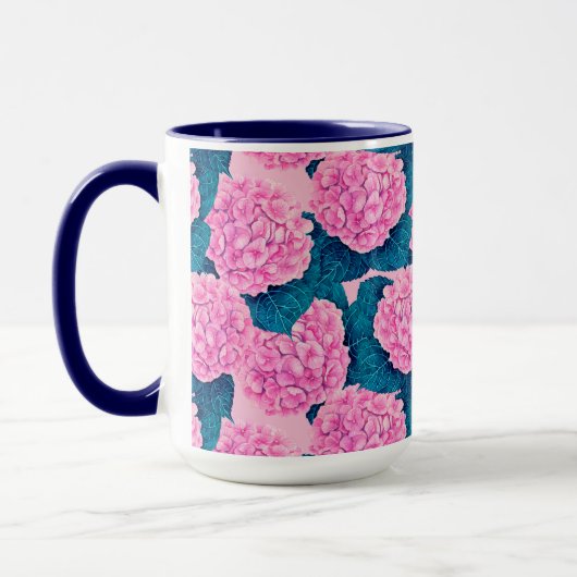 Wasserfarbmuster Hydrangea, rosa und blau Tasse (Links)