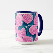 Wasserfarbmuster Hydrangea, rosa und blau Tasse (VorderseiteRechts)