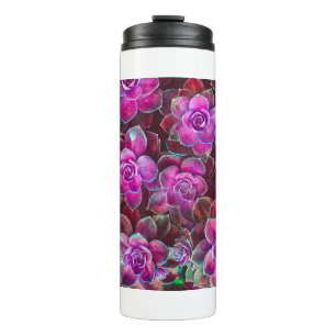 Wasserfarbmuster mit Kamelie-Blume. Bläschen Thermosbecher