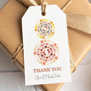 Wasserfarbmuster mit kreisförmigem Mosaikdesign Geschenkanhänger