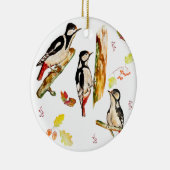 Wasserfarbmuster mit Vogelspecht Keramik Ornament (Rechts)