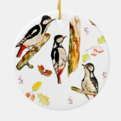 Wasserfarbmuster mit Vogelspecht Keramik Ornament (Hinten)