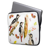 Wasserfarbmuster mit Vogelspecht Laptopschutzhülle (Vorderseite Links)