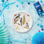 Wasserfarbmuster mit Vogelspecht Pappteller (Party)