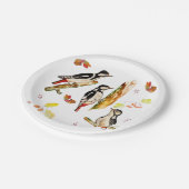 Wasserfarbmuster mit Vogelspecht Pappteller (Schrägansicht)