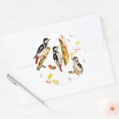 Wasserfarbmuster mit Vogelspecht Runder Aufkleber (Umschlag)