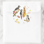 Wasserfarbmuster mit Vogelspecht Runder Aufkleber (Tasche)