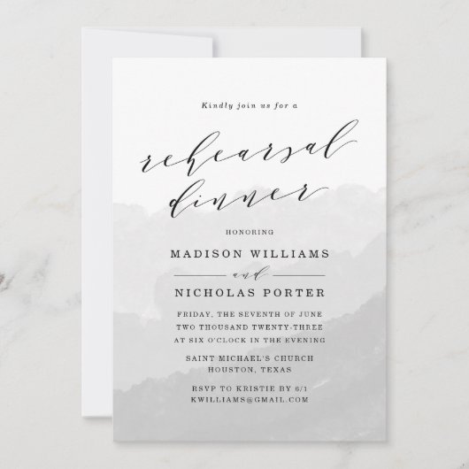 Wasserfarbnebel | Probe - Abendessen Einladung (Vorderseite)