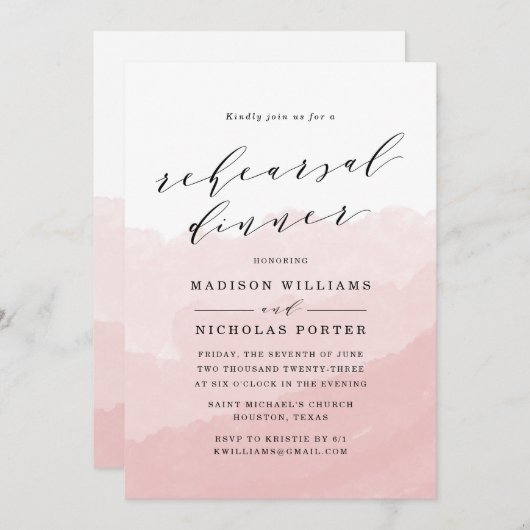 Wasserfarbnebel | Probe - Abendessen Einladung (Vorne/Hinten)