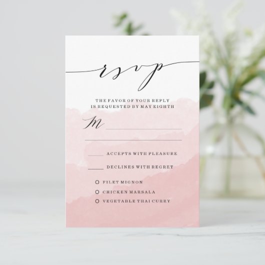 Wasserfarbnebel | RSVP-Hochzeitkarte Einladung (Stehend Vorderseite)