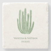 Wasserfarborpfeife Kakteen Gastgeschenk Hochzeit Steinuntersetzer (Vorderseite)