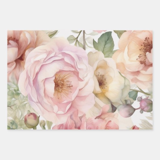 WASSERFARBPAPIER DER ROSE PEONY DEKORATIVE PAPIER (Vorderseite)