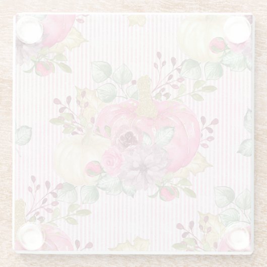 WASSERFARBPINK & GOLD PUMPKINS & FALL-BLUME GLASUNTERSETZER (Rückseite)