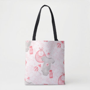 WASSERFARBPINK & GRAY BABY MÄDCHEN BIBS TASCHE