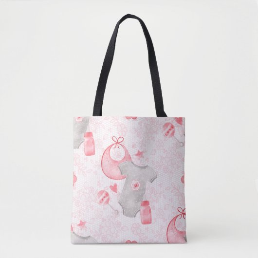 WASSERFARBPINK & GRAY BABY MÄDCHEN BIBS TASCHE (Vorderseite)