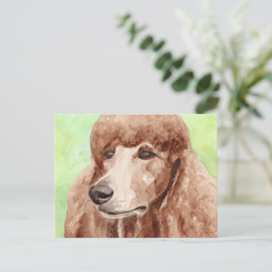 Wasserfarbpoodle Postkarte (Stehend Vorderseite)