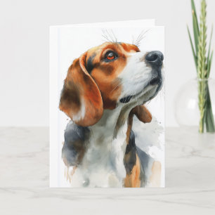 Wasserfarbporträt eines Beagles Karte