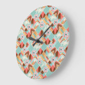 Wasserfarbquadrat, geometrischer Patchwork-Hinterg Große Wanduhr (Winkel)