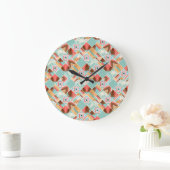 Wasserfarbquadrat, geometrischer Patchwork-Hinterg Große Wanduhr (Zuhause)