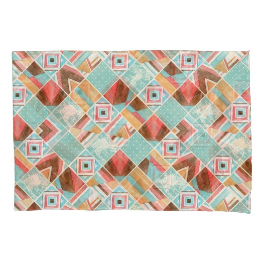 Wasserfarbquadrat, geometrischer Patchwork-Hinterg Kissenbezug (Vorderseite)