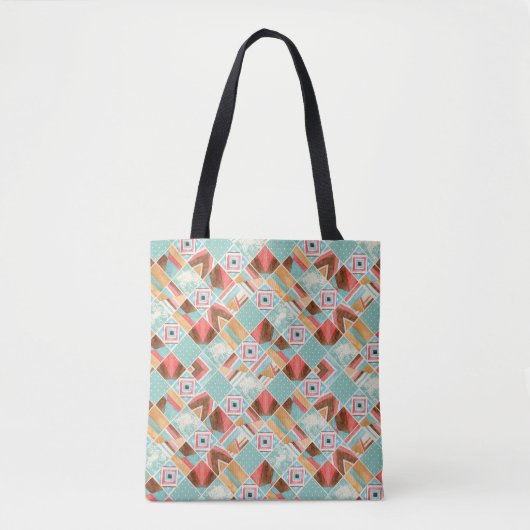 Wasserfarbquadrat, geometrischer Patchwork-Hinterg Tasche (Vorderseite)