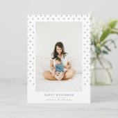 Wasserfarbrahmen Hanukkah Foto Holiday Feiertagskarte (Stehend Vorderseite)